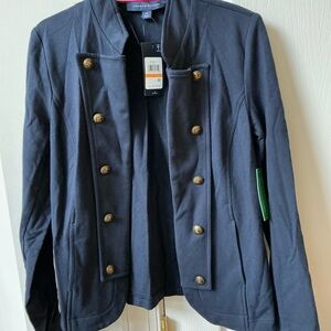 NWT TOMMY HILFIGER NAVY BLUE DOUBLE BREASTED BLAZER JACKET SIZE SMALL